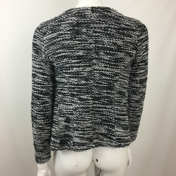 H&M Black White Tweed Open Front Sweater Jacket XS - Picture 3 of 4